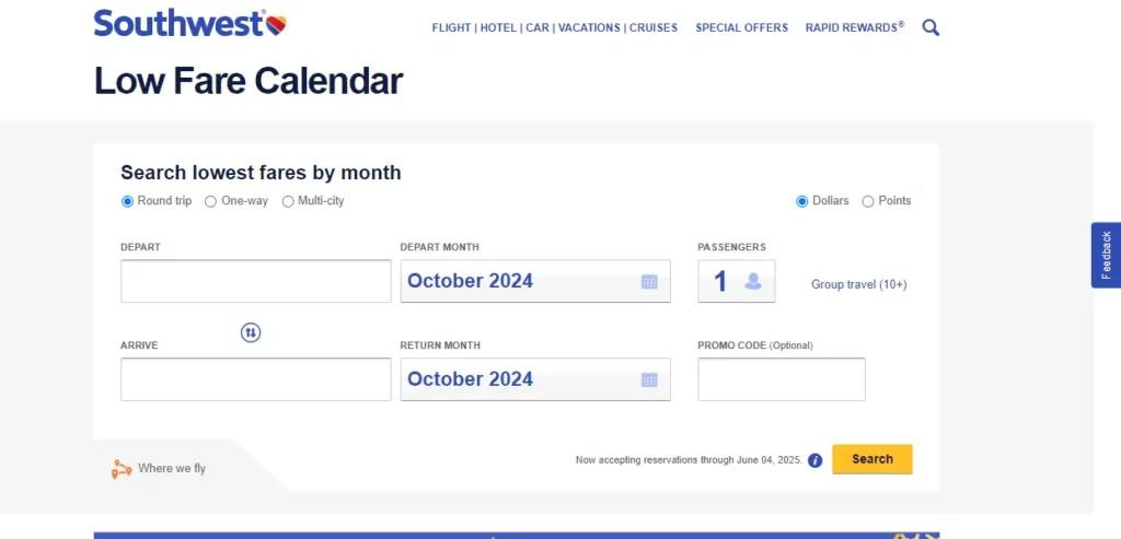 How to Use the Southwest Low Fare Calendar